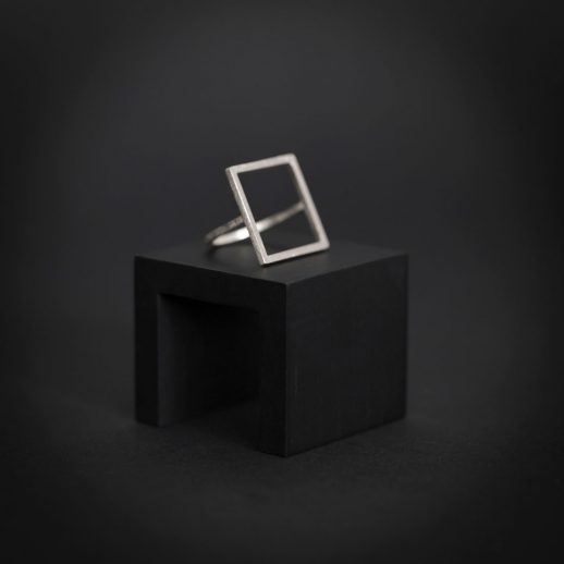 Mind The Gap square silver ring