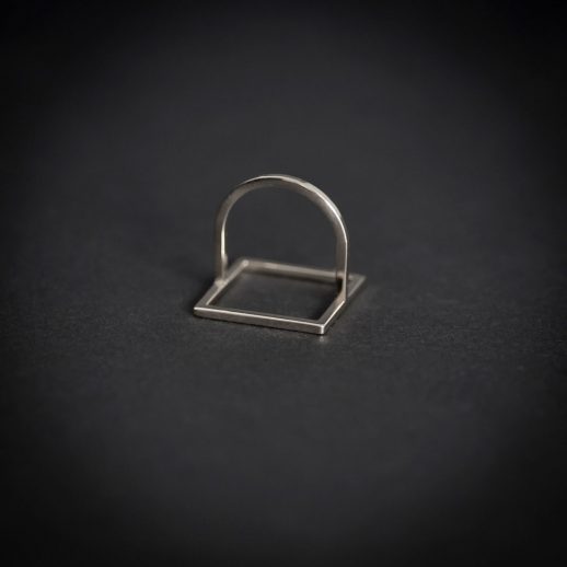 Mind The Gap square silver ring